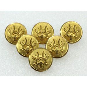 Vintage SET of 6 SUPERIOR QUALITY Military marching band brass buttons harp/lyre